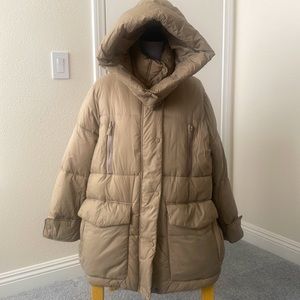 Zara taupe cloud parka jacket m 28